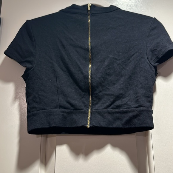 Express Size Small Black Crop Top with Mesh Front - Picture 2 of 6